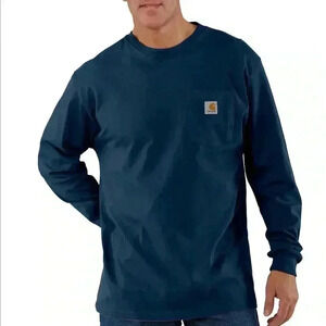 NWOT Carhartt Loose Fit Heavyweight Long Sleeve Pocket T-Shirt Navy Blue Large